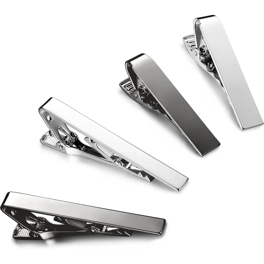 Juego de 24 clips para corbata para hombre, para corbatas regulares y corbatas delgadas con caja de regalo, paquete de tono plateado y negro, adecuado para víspera formal