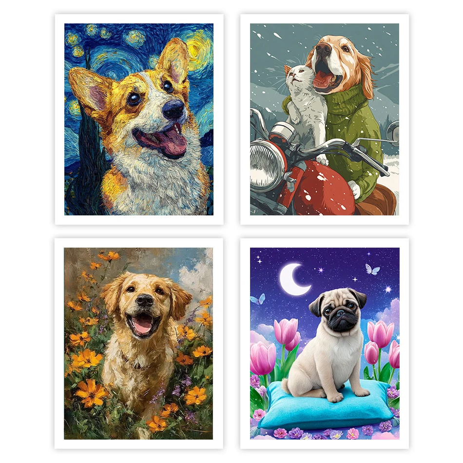 

GATYZTORY Painting By Number Adults dog Animals Picture Drawing Color Markers Framed Wall Art Modern Acrylic Paints Wall Decor