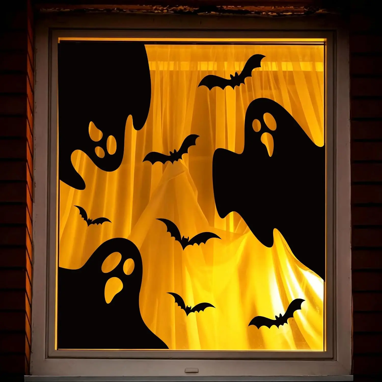Große Halloween-Fensterdekorationen, extra große Geister-Silhouetten, gruselige schwarze Geister-Dekorationen, Fensteraufkleber für Fenster.