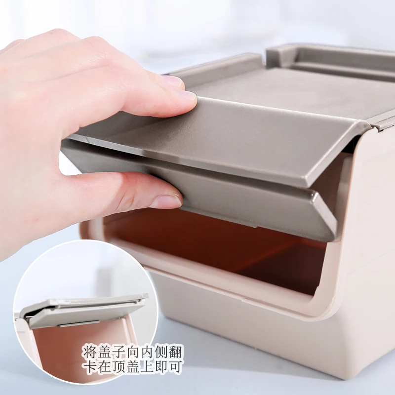 Plastic desktop storage box flip mini stationery sundries organizers Multifunction can be stacked snack storage bin mx10181410