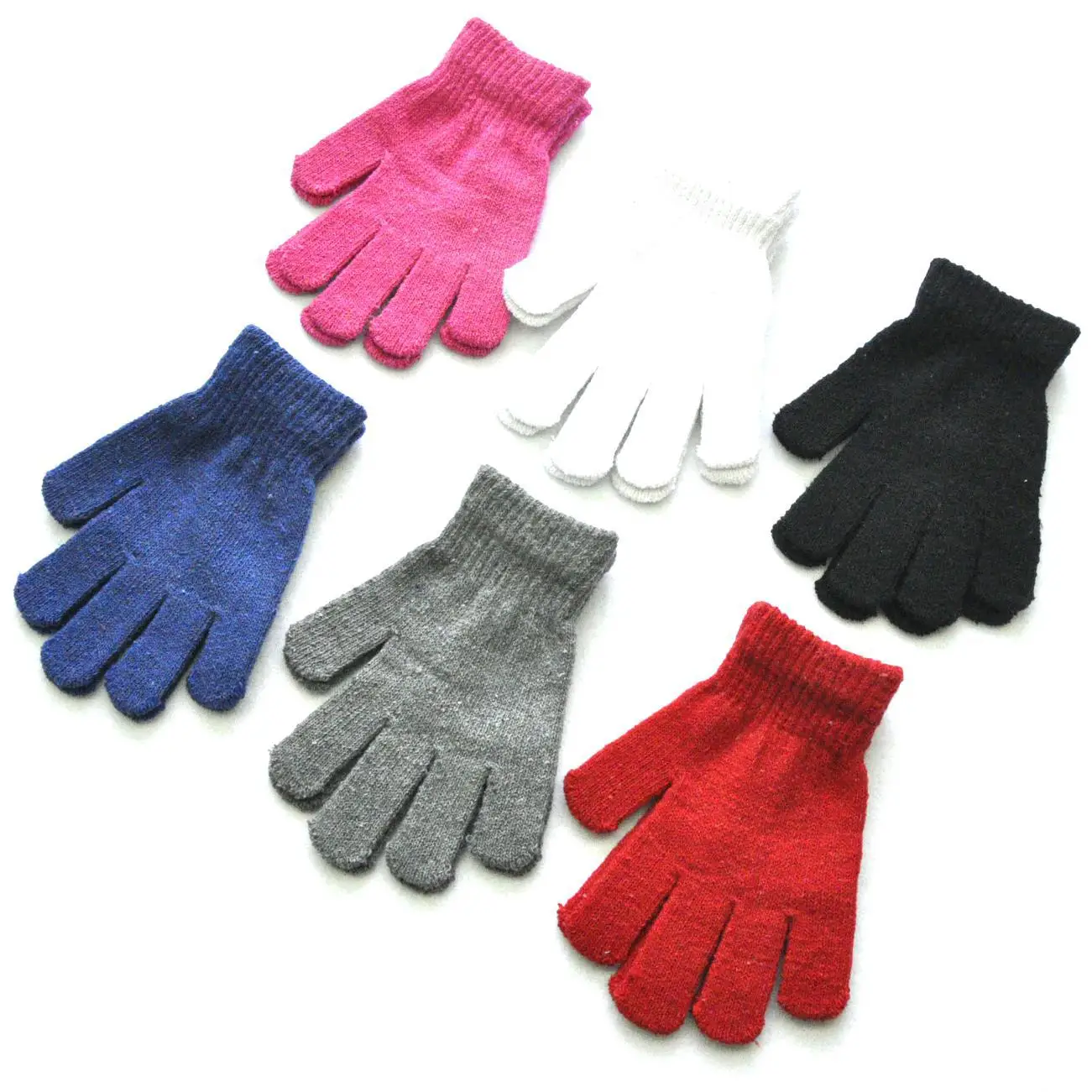 New Winter Gloves For 5-11Y Children Kids Pupil Student Knitted Solid Color Furry Full Finger Mittens Autumn Writing Warmer Hand