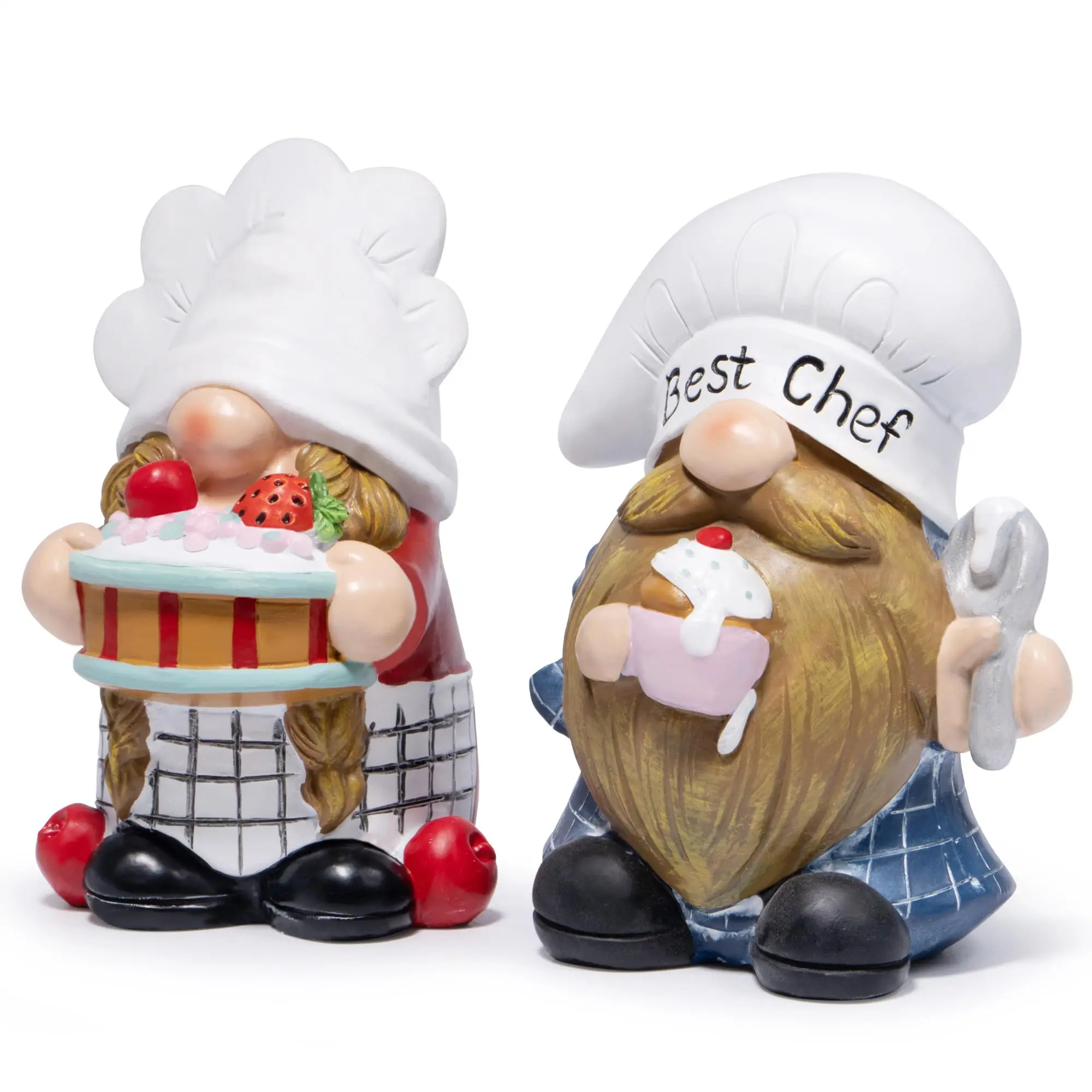 2PCS Kitchen Chef Gnomes Decoration Farmhouse Chef Gnomes Decor Coffee Shop Swedish Chef Gnomes Figurines Gifts for Decor Home