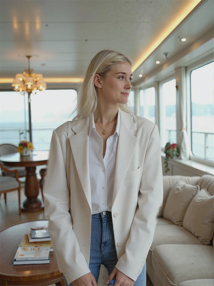 

Однобортные классические пиджаки для женской одежды, женская сексуальная повседневная шикарная острая клетчатая строчка, художественная веревка в стиле Ренессанс