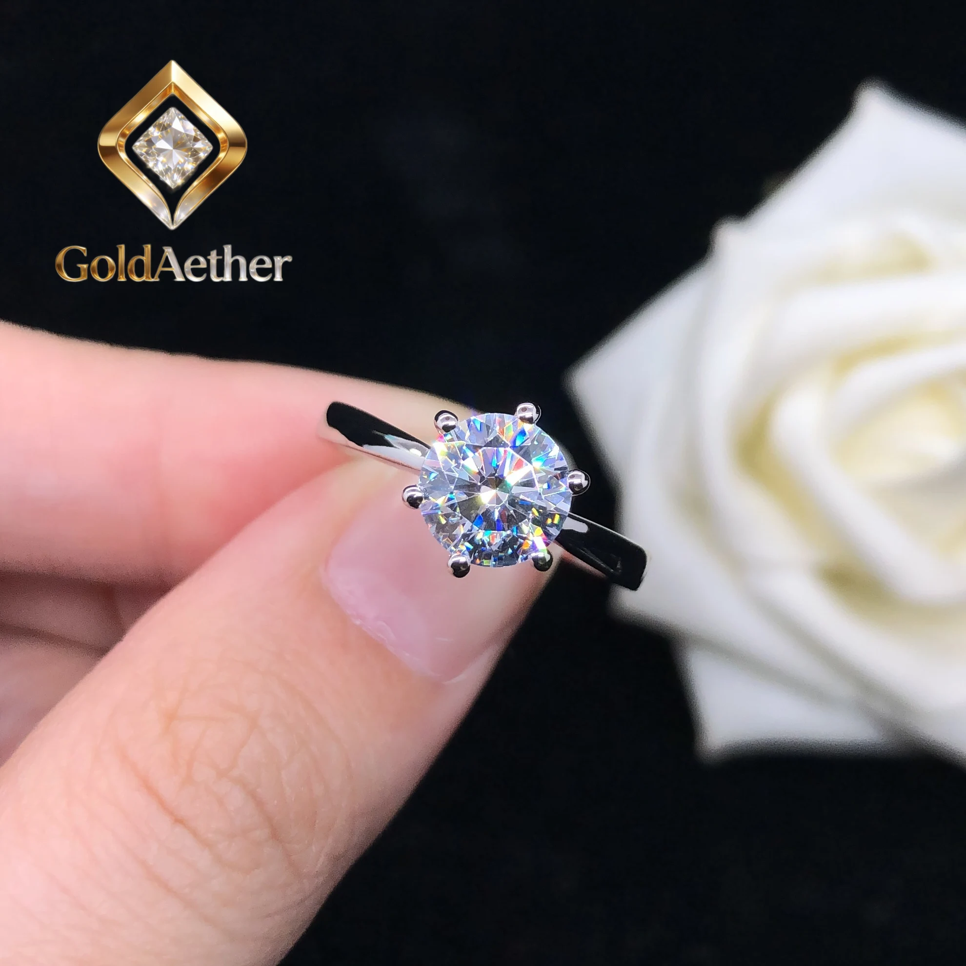 

GoldNouveau Hearts and Arrows 2CT 8.0mm D VVS1 Diamond Engagement Ring for Women Luxury Platinum 950 Ring