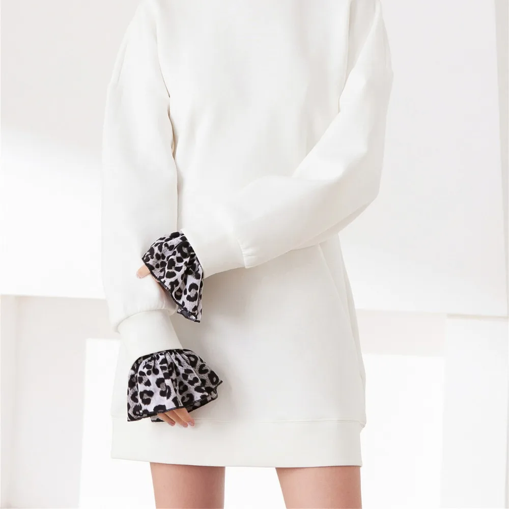 

Detachable Leopard Print Shirt Fake Collar Commute Comfortable Fake Hand Sleeves Decorative Easy To Wear False Wrist Cuffs