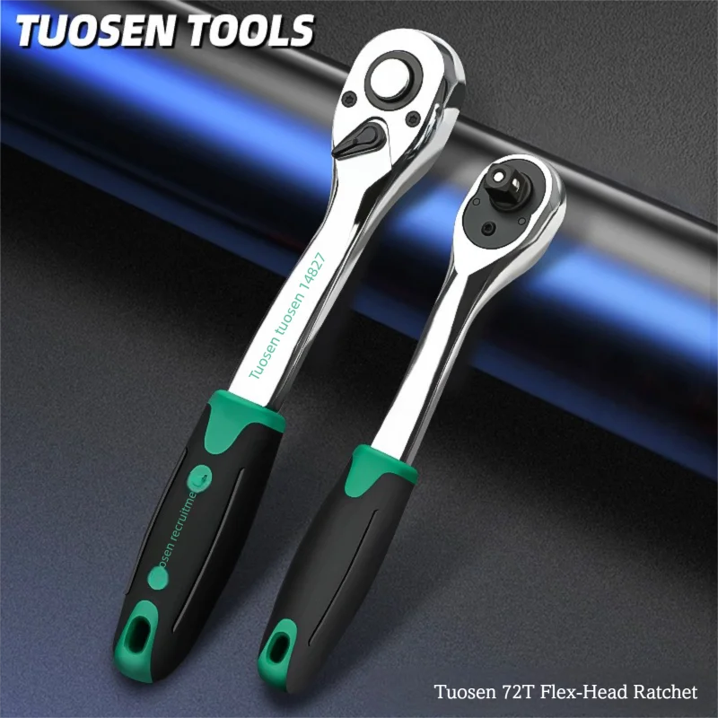 72-Tooth Flex Head Ratchet Wrench, Quick Release for Automotive Repair, Reaches Tight Spaces in Engine & Machinery