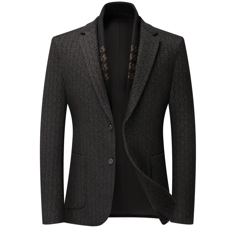 

Тихие роскошные мужские шерстяные пиджаки с тонким узором, зима-осень, мужские элегантные пиджаки, деловая повседневная форма, шикарная одежда