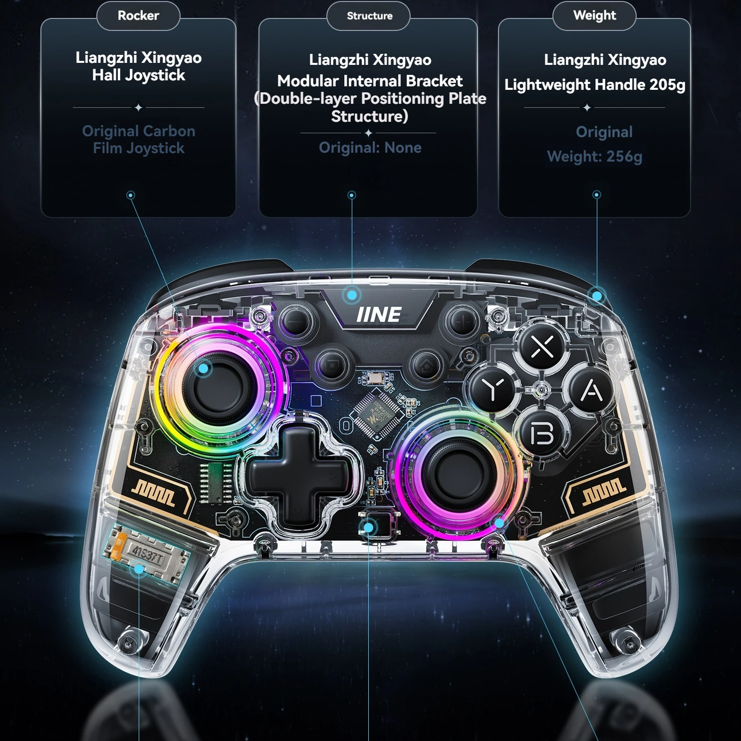 IINE Wireless Pro Controller for Nintendo Switch 2/1 Bluetooth HD Rumble Macro Programmable PC Steam Phone