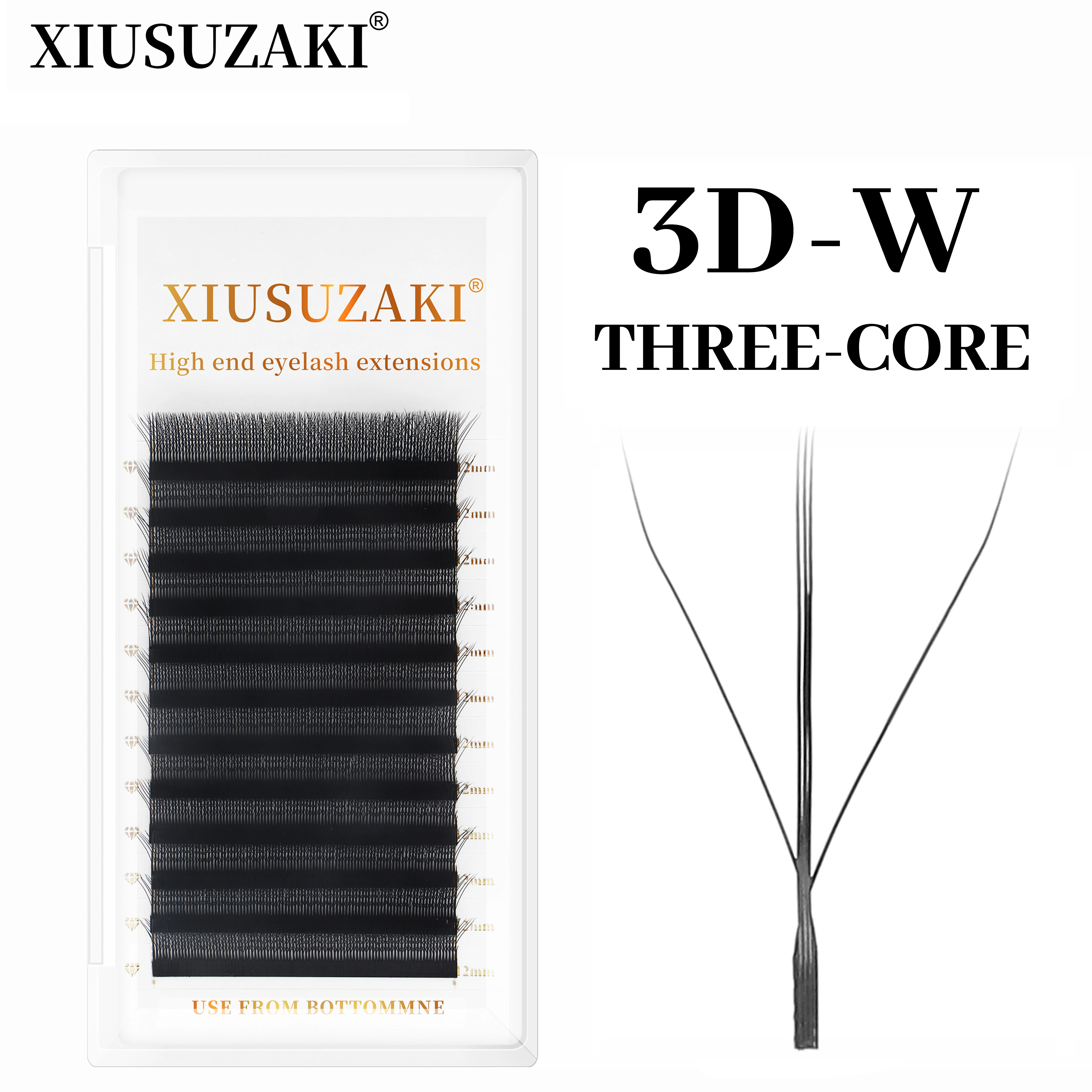 XIUSUZAKI 3D W trzyrdzeniowe potrójne końcówki rzęsy W kształt przedłużanie rzęs Blister naturalne gotowe wentylatory podwójne dwurdzeniowe rzęsy