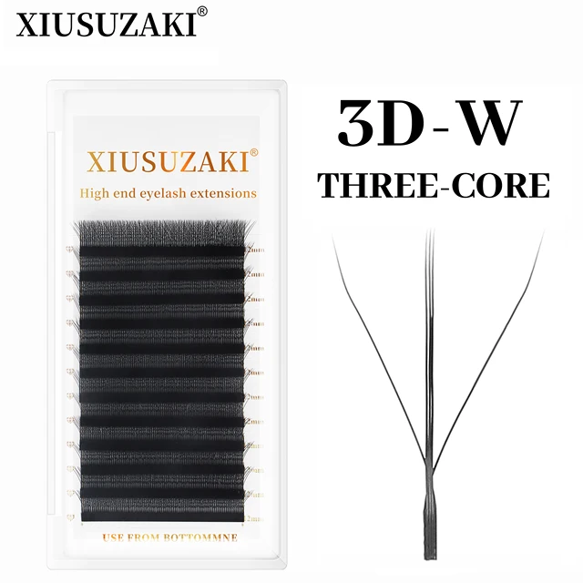 XIUSUZAKI 3D W trzyrdzeniowe potrójne końcówki rzęsy W kształt przedłużanie rzęs Blister naturalne gotowe wentylatory podwójne dwurdzeniowe rzęsy