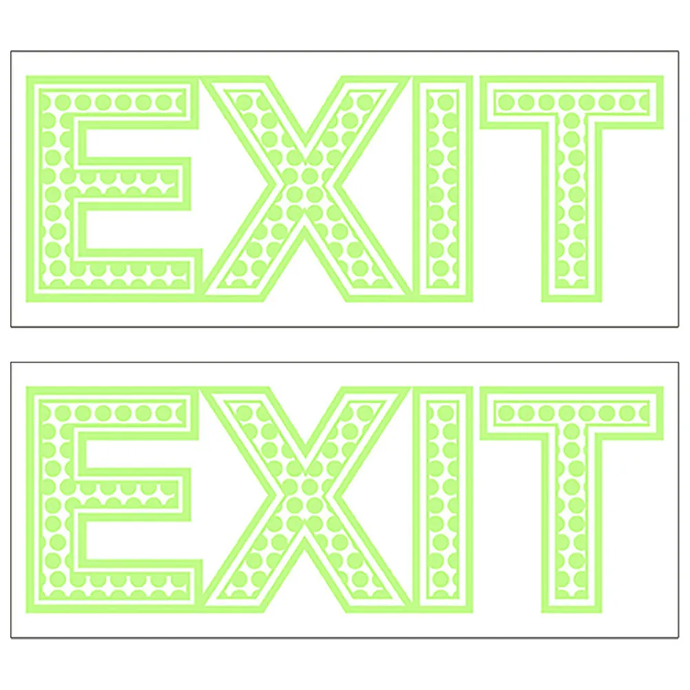 2Sheets Night Luminous Exit Sticker Pet Material Glow in The Exit Sign Stickers Adhesive Wall Decals for Business