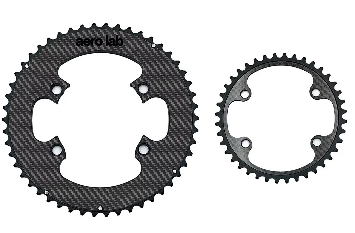 AEROWERK Aerolab Ultralight 2x Chainrings Compatible with BCD110-4 Crank, Carbon Fiber +Aluminum Alloy Material Chainring