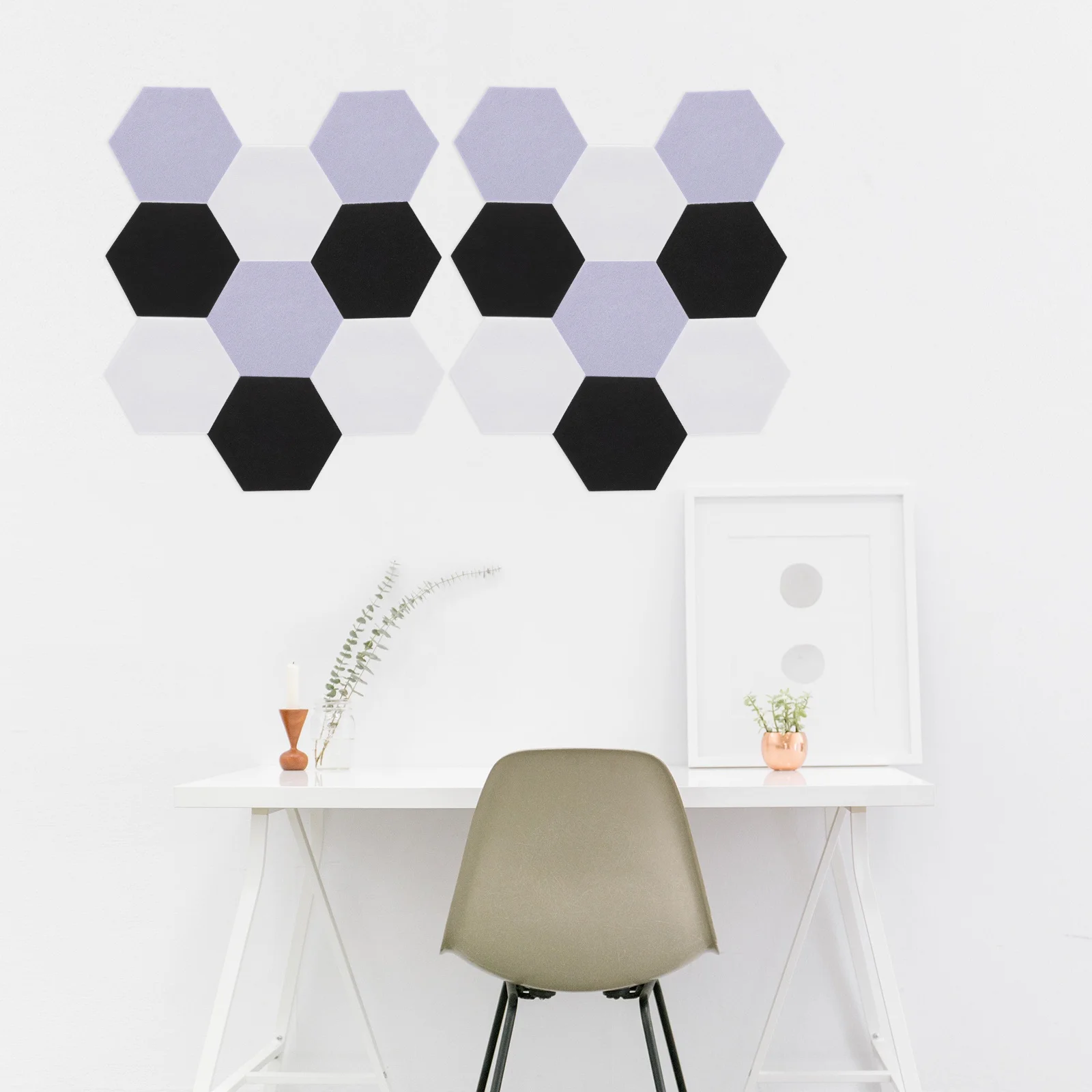 

12Pcs Acoustical Wall Panels Premium Felt Hexagon Sound Absorbing Material Noise Reduction Tool for Home Ktv Office