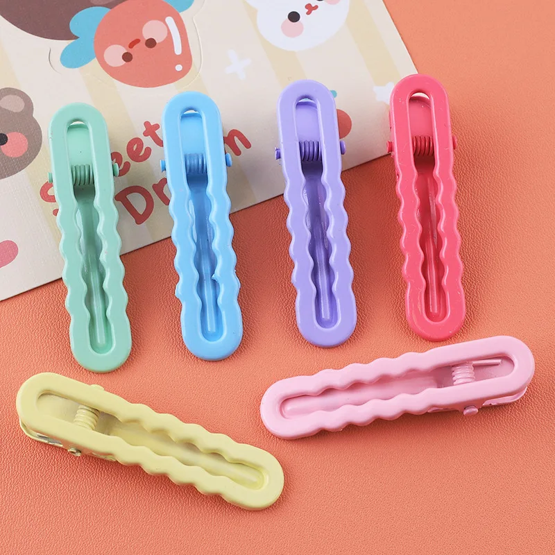 6/12/18Pcs Children DIY Hair Accessories 5cm Macaron Candy Color Glossy Wave Side Hair Clip Elliptical Hairpin Girls Headdress