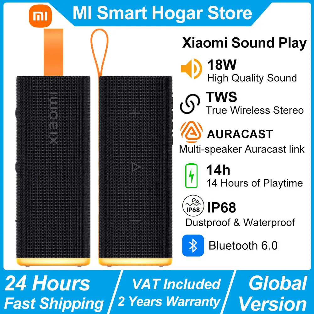 NIEUWE Xiaomi Sound Play, 18W draagbare draadloze speaker, Multi-speaker Auracast Link, TWS True Wireless Stereo, 14 uur speeltijd