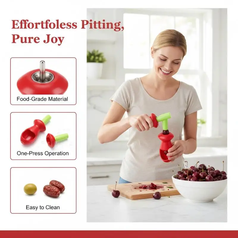Cherry Pitter Food Grade Plastic Fast Pit Removal For Home Baking Jam Making Fruit Prep