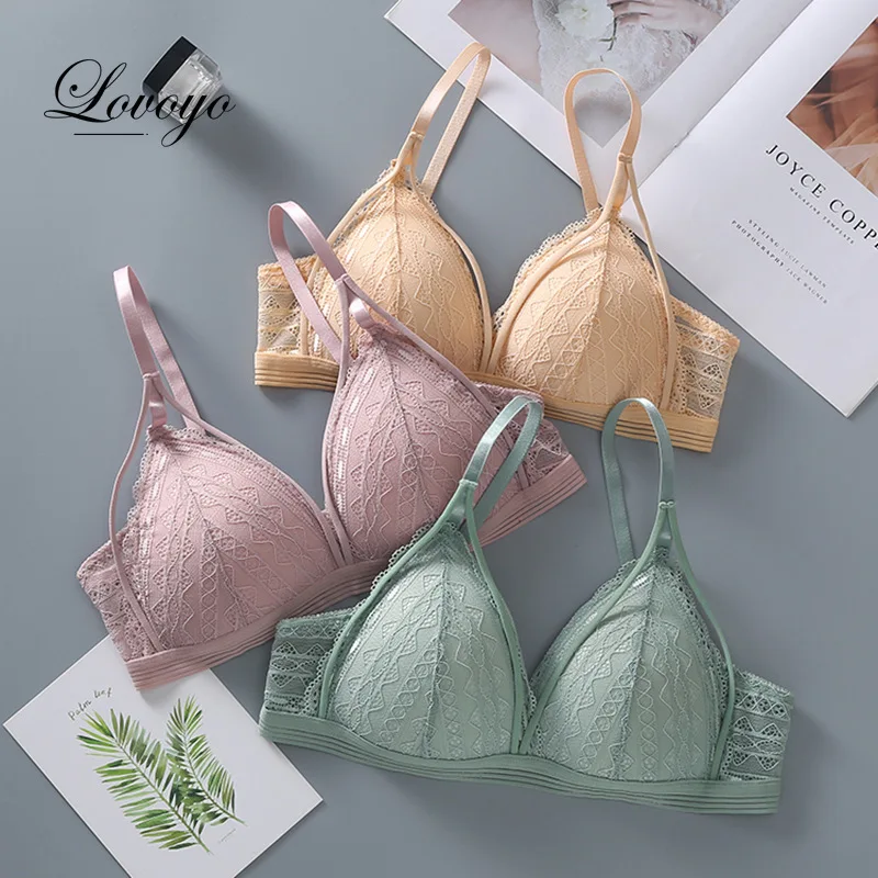 Wireless Bras for Women Lace Female Lingerie Push Up Bralette Sexy Underwear Breathable Solid Color Underclothes Intimates