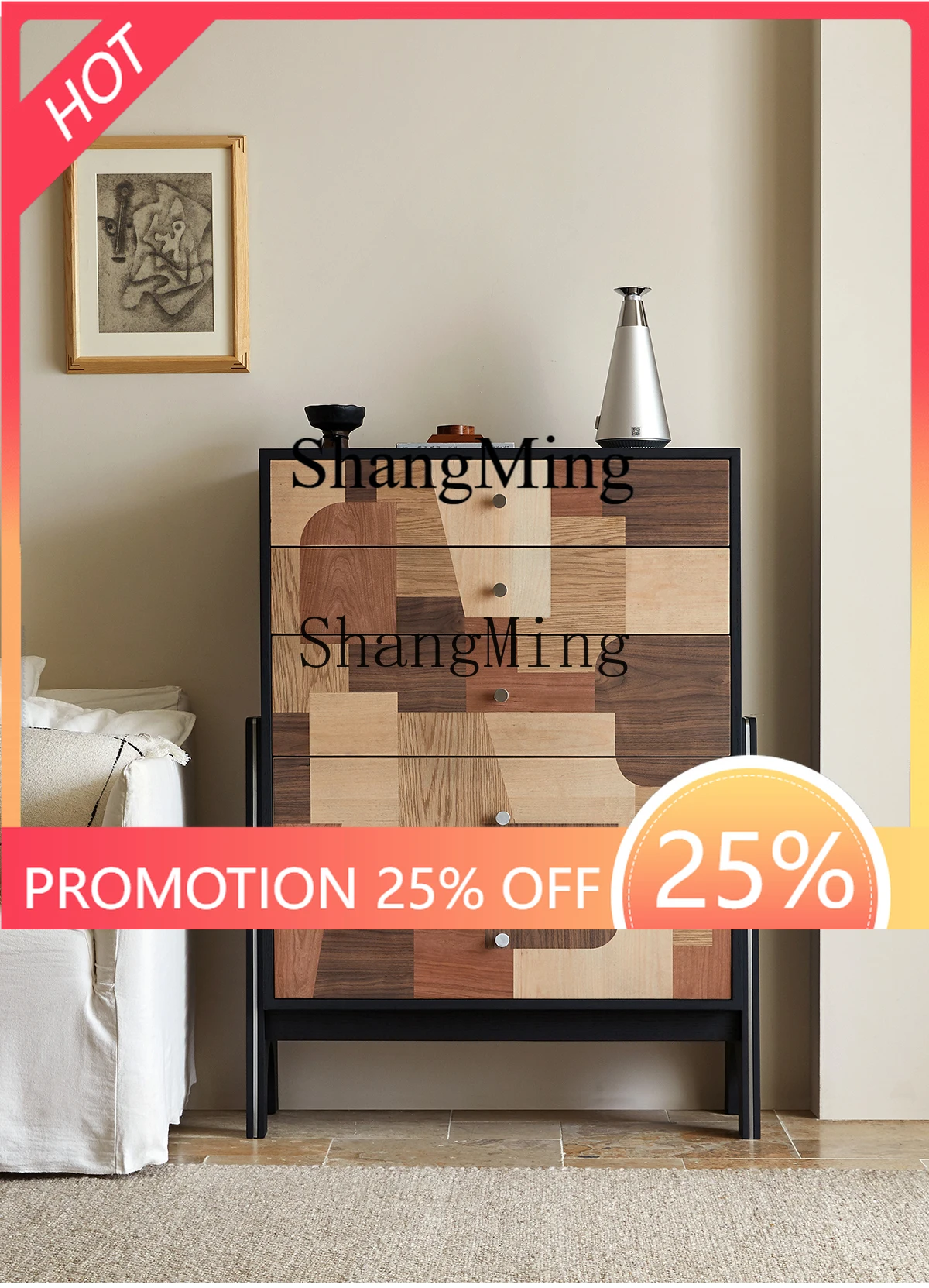 

ZYYexquisite advanced solid wood chest of drawers simple modern bedroom storage cabinet bedside cabinet standing medieval locker