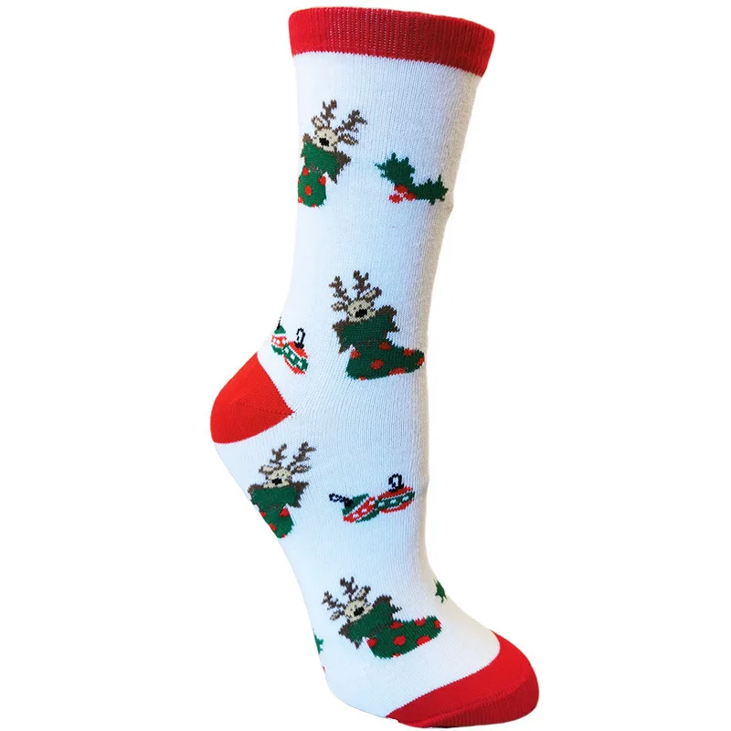 Skarpety świąteczne Santa Claus Elk Santa Socks Lady Thickness Cotton Knit Xmas Funny Socks Winter Warm Cartoon Socks Christmas Gift