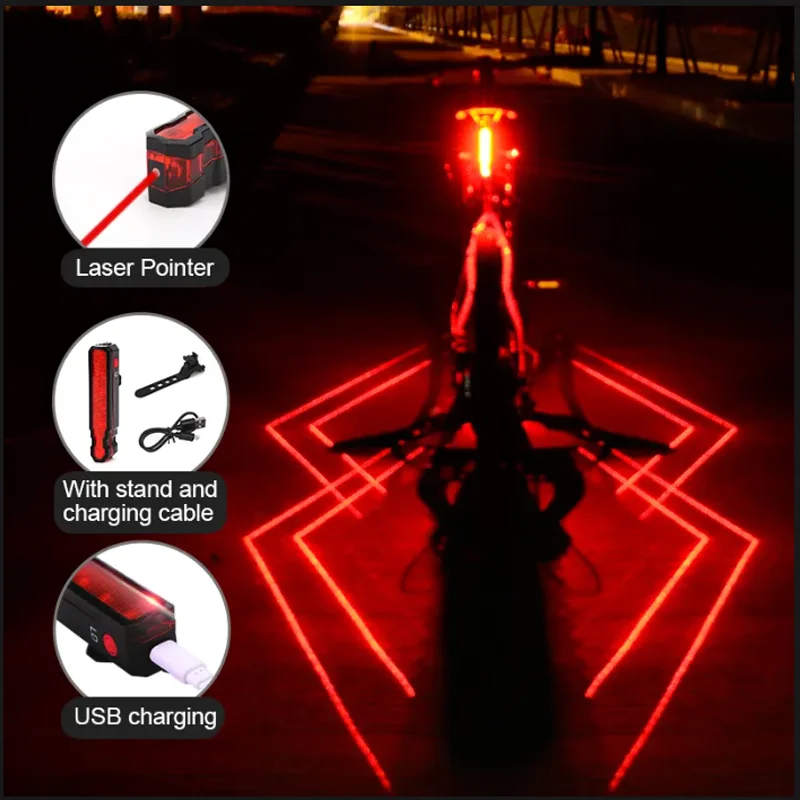 Spider Laser USB Taillight rowerowe światło ostrzegawcze światło tylne LED rowerowa wodoodporna MTB RoadBike tylne światło tylna lampa