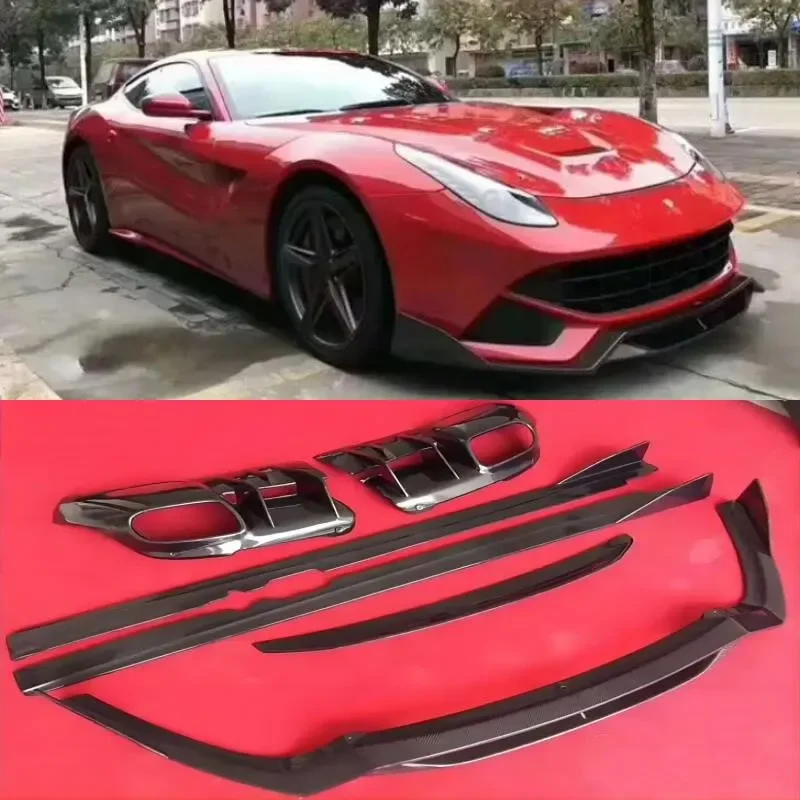 

Автомобильный бампер из углеродного волокна для Ferrari F12 2013 2014 2015 2016, передний бампер, задний диффузор, боковая юбка, спойлер, комплект кузова