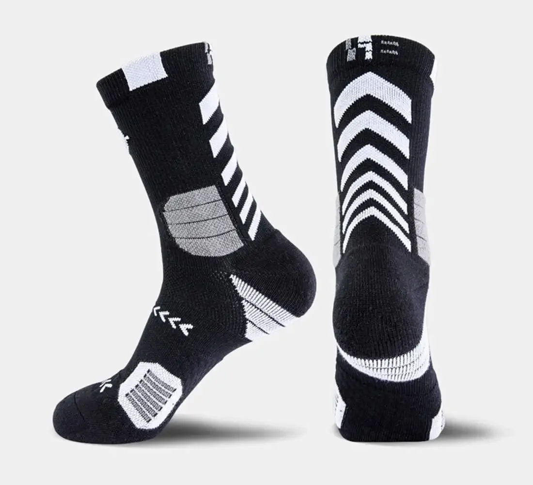 Chaussettes de compression athlétiques pour hommes, performance, optique, baume rembourré, basket-ball, course à pied, entraînement, 5 paires