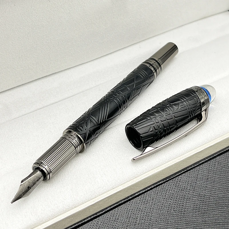 

Lanlan MB Star-Walk Blue Crystal Fountain Ballpoint Rollerball Pen Plating Relief Office Writing With Serial Number