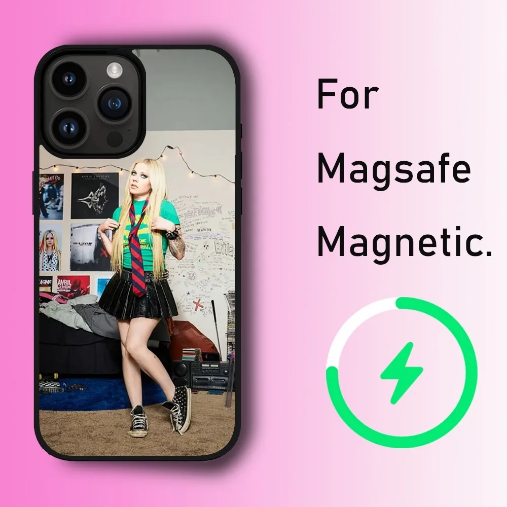 Singer Avril Ramona Lavigne Phone Case For iPhone 11 12 13 14 15 Max Plus Pro Wireless Magnetic Magsafe Charging Shell