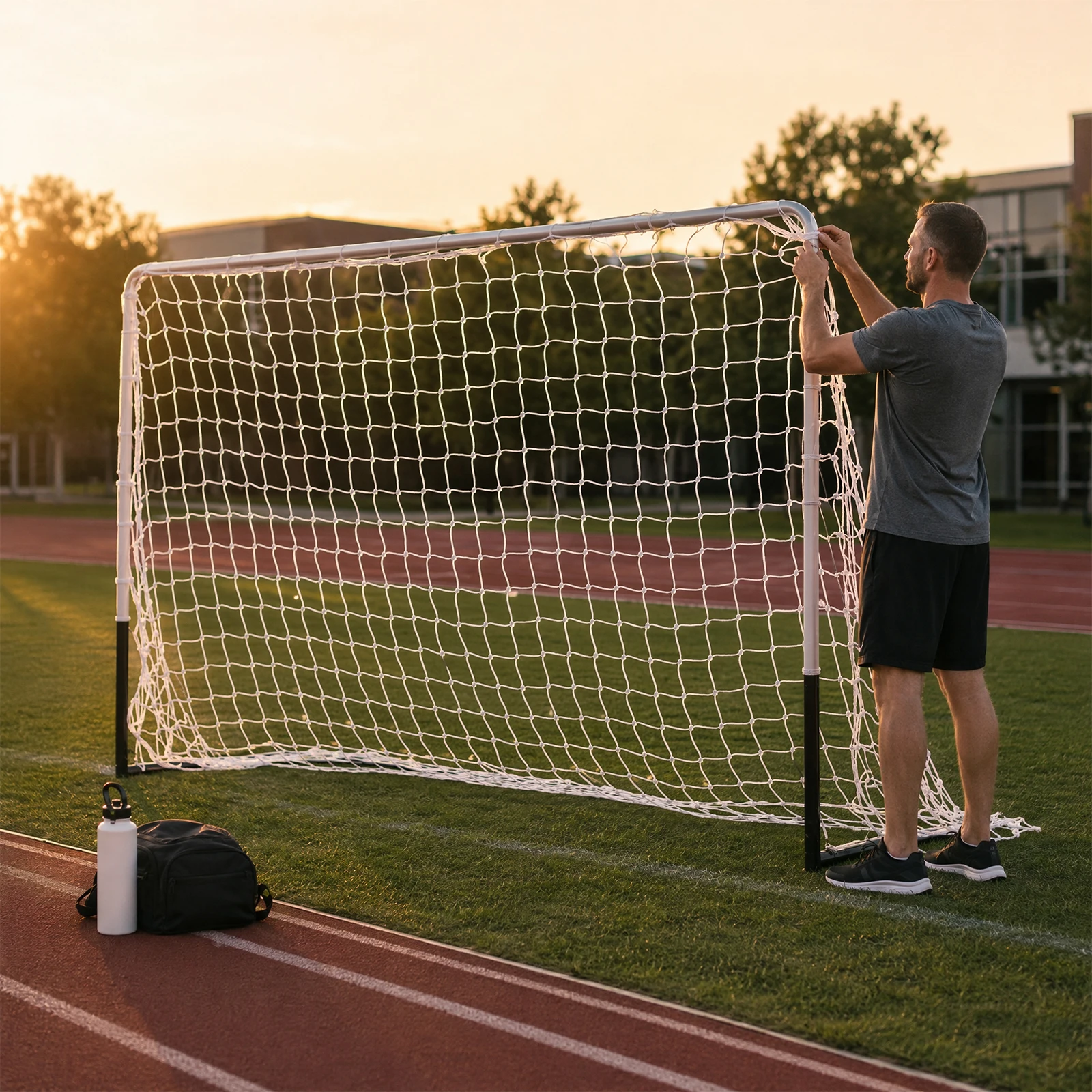 12x6FT Soccer Goal Net Replacement PE Polyethylene Heavy Duty Football Goal Net for Backyard Training Match White 3.6x1.8M