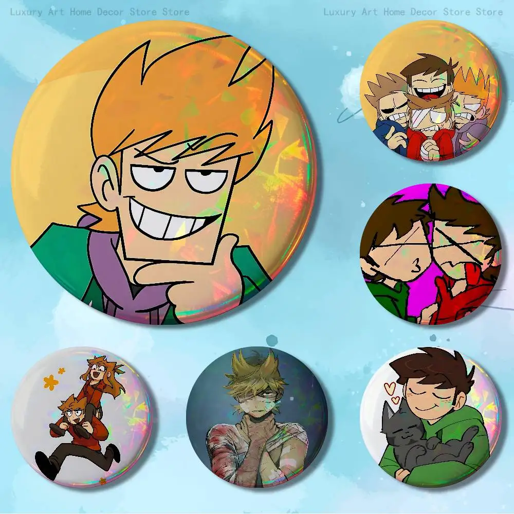 

E-Eddsworlds-S Web Drama 58mm 44mm HD Print Brooch Badges Pretty Derby Round Display Brooches Lapel Pins