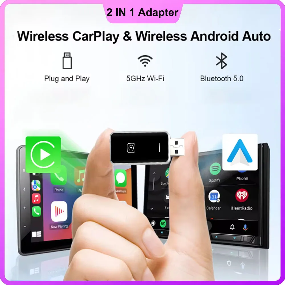 

2 в 1 Carplay Ai Box Android 13 беспроводной Android авто беспроводной смарт-адаптер для Netflix YouTube для Benz Audi Kia Hyundai VW