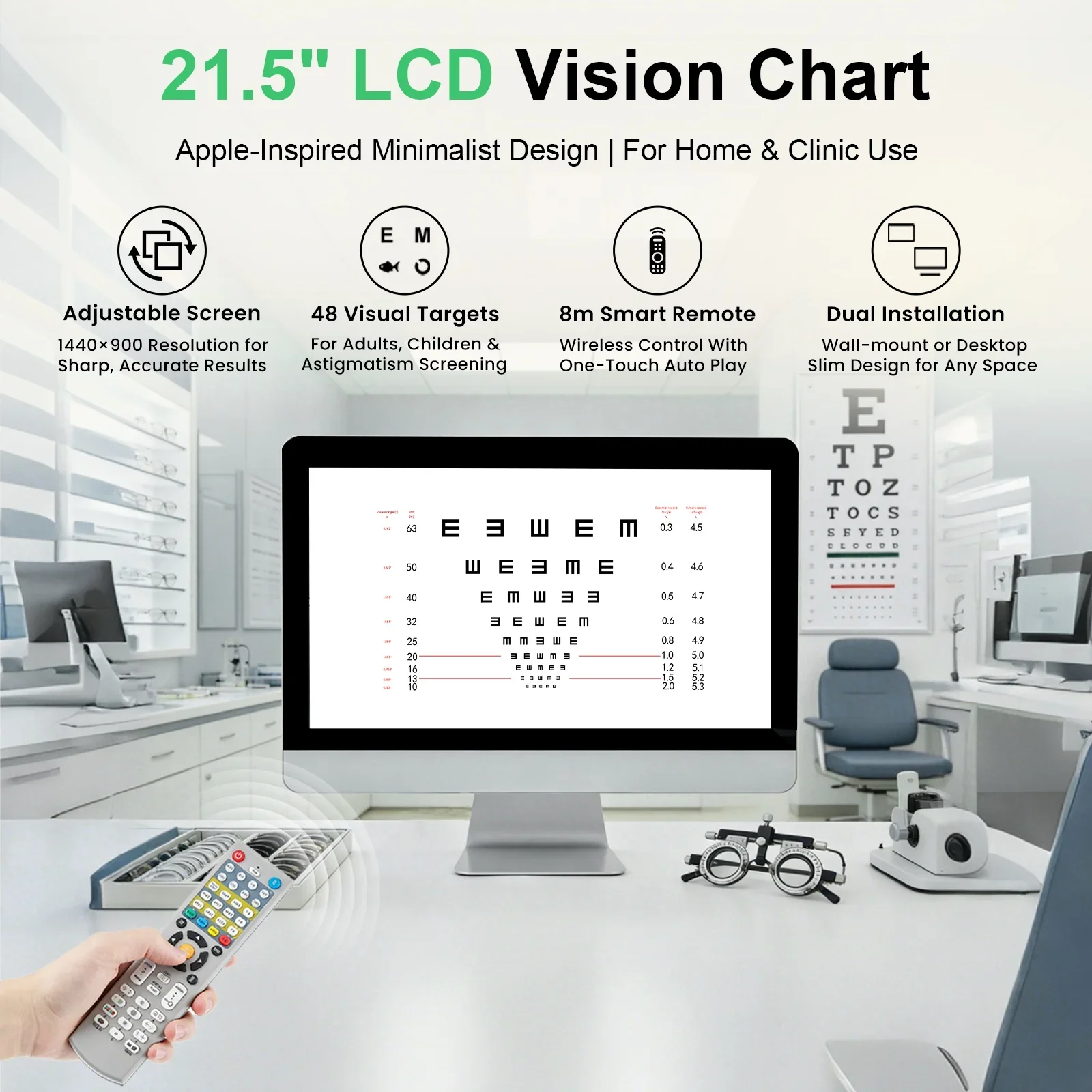 21.5 Inch HD LCD Visual Acuity Chart Vision Test Projecter Monitor for Ophthalmic Exam