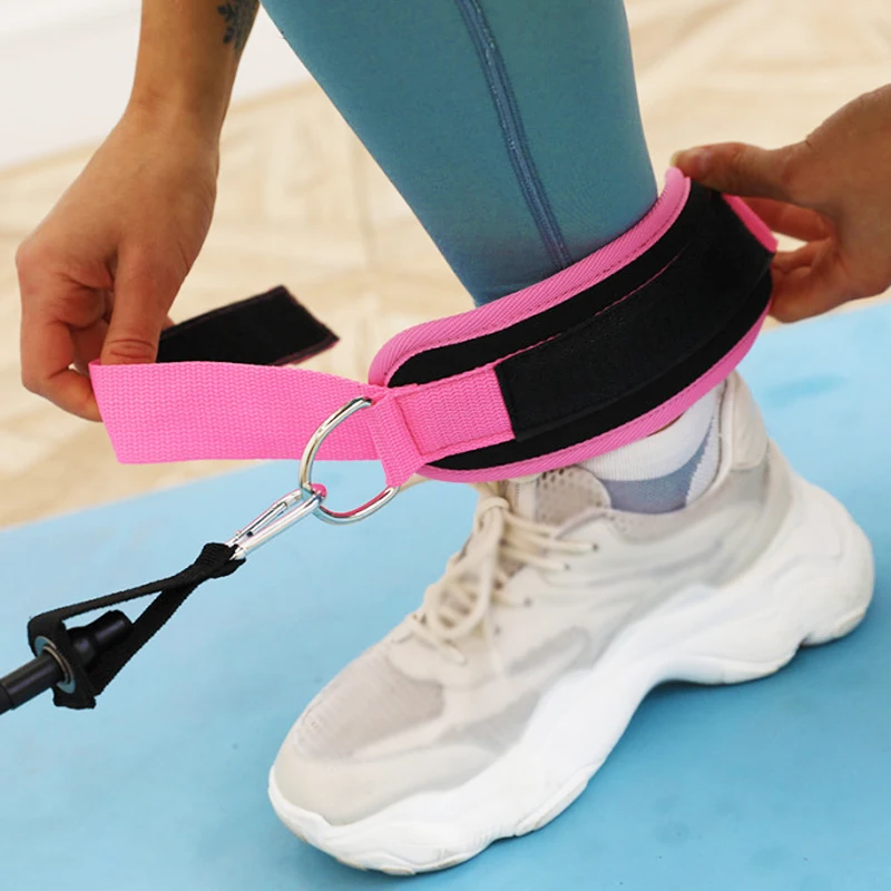 Juego de correas de tobillo deportivas para máquina de Cable, soporte de pies de Fitness, anillo en D acolchado, puños de tobillo, entrenamiento de