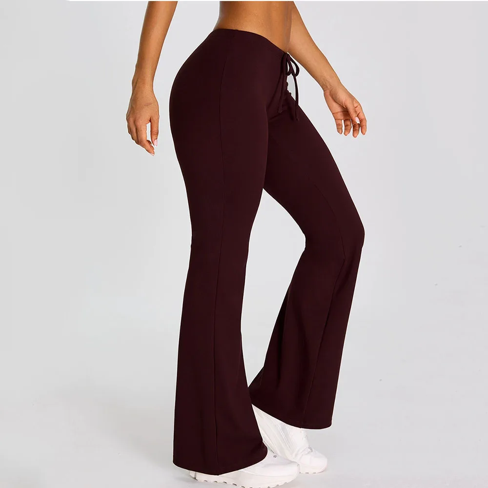 Women's High Waist Wide Leg Pants Push Up Fitness Yoga Pants Workout Runing Sport Leggings Women Drawstring Yoga Flared Leggings