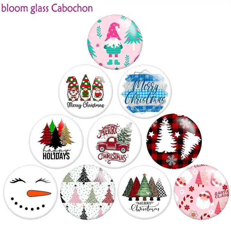 Christmas Santa Claus Round Resin Glass Cabochon Dome   Demo Flat Back Making Findings   S8120