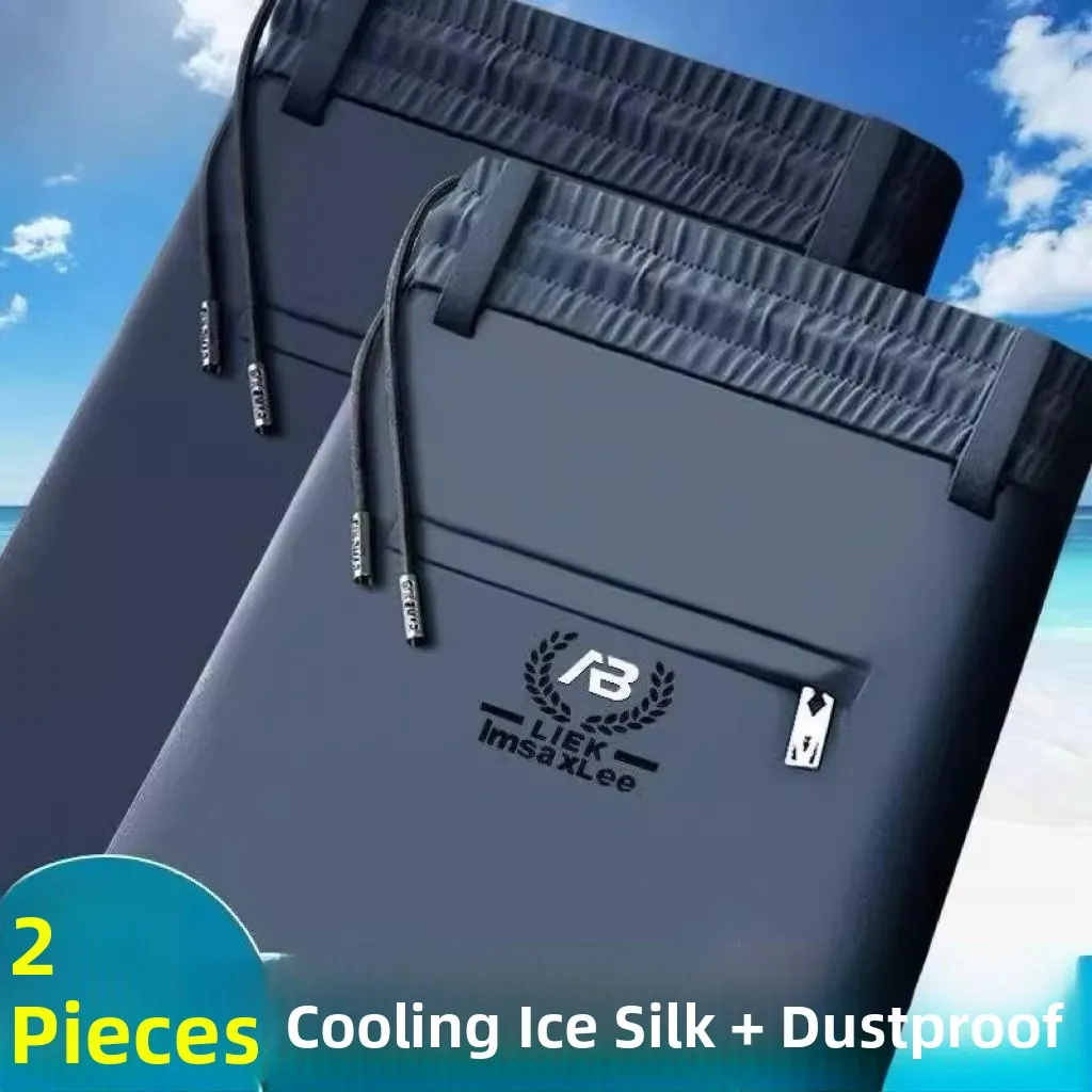 

Qui Dry Ice Silk мужские летние тонкие повседневные прямые брюки дышащие деловые брюки для отдыха с поясом держатель для ключей драпировка высокая эластичность...