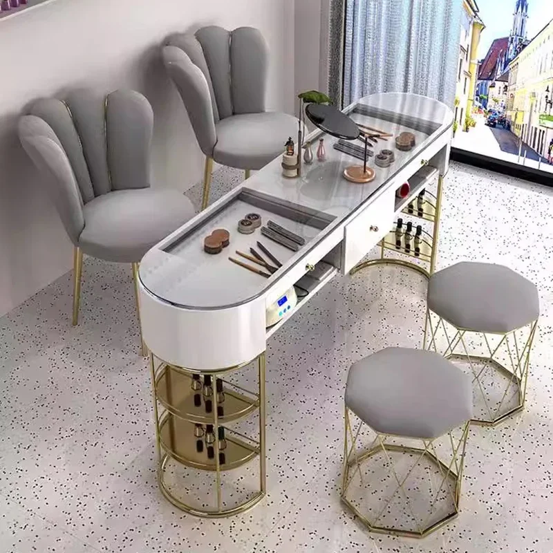 

Modern Nail Tables Glass Tabletop Professional Aesthetictable Tavolo Manicure Storage Mesa De Manicura Salon Furniture LVNT