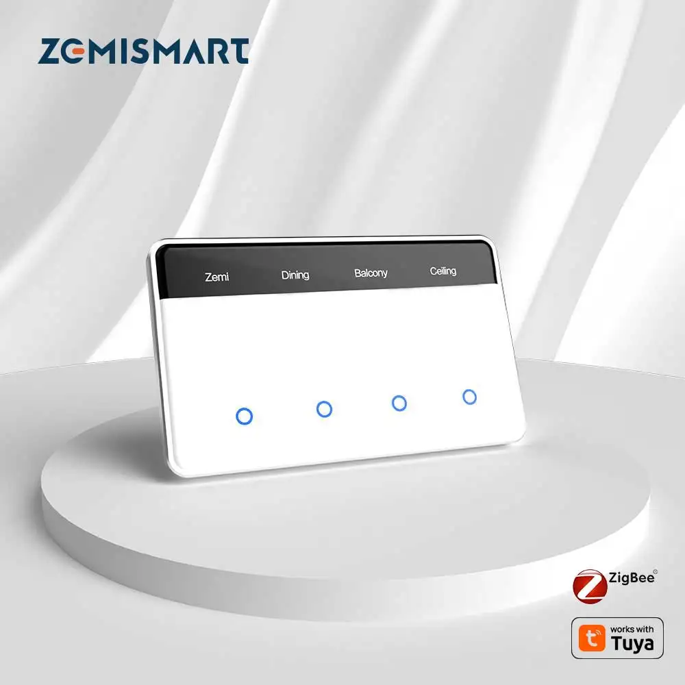 Zigbee DIY Name Switch with Horizontal Display Screen Touch Panel US Light Switch Works with Tuya Smart App Alexa Google Home