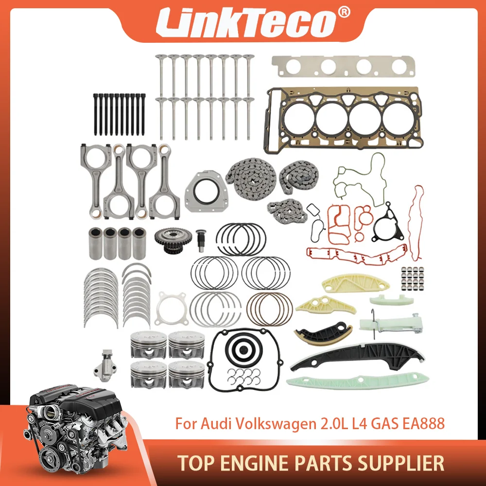 Engine Con Rod Bearing Head Gasket Bolts Valve Set Piston Timing Chain Kit Fit 2.0 L L4 GAS EA888 For Audi A3 VW Polo 2.0L 06-20