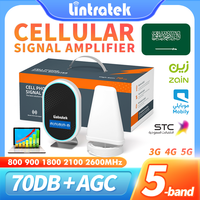 Lintratek Cellular Amplifier 5-Band B20 B8 B3 B1 B7 Cellular signal amplifier 5G 4G Wireless Repeater AGC Built-in Antenna Kit