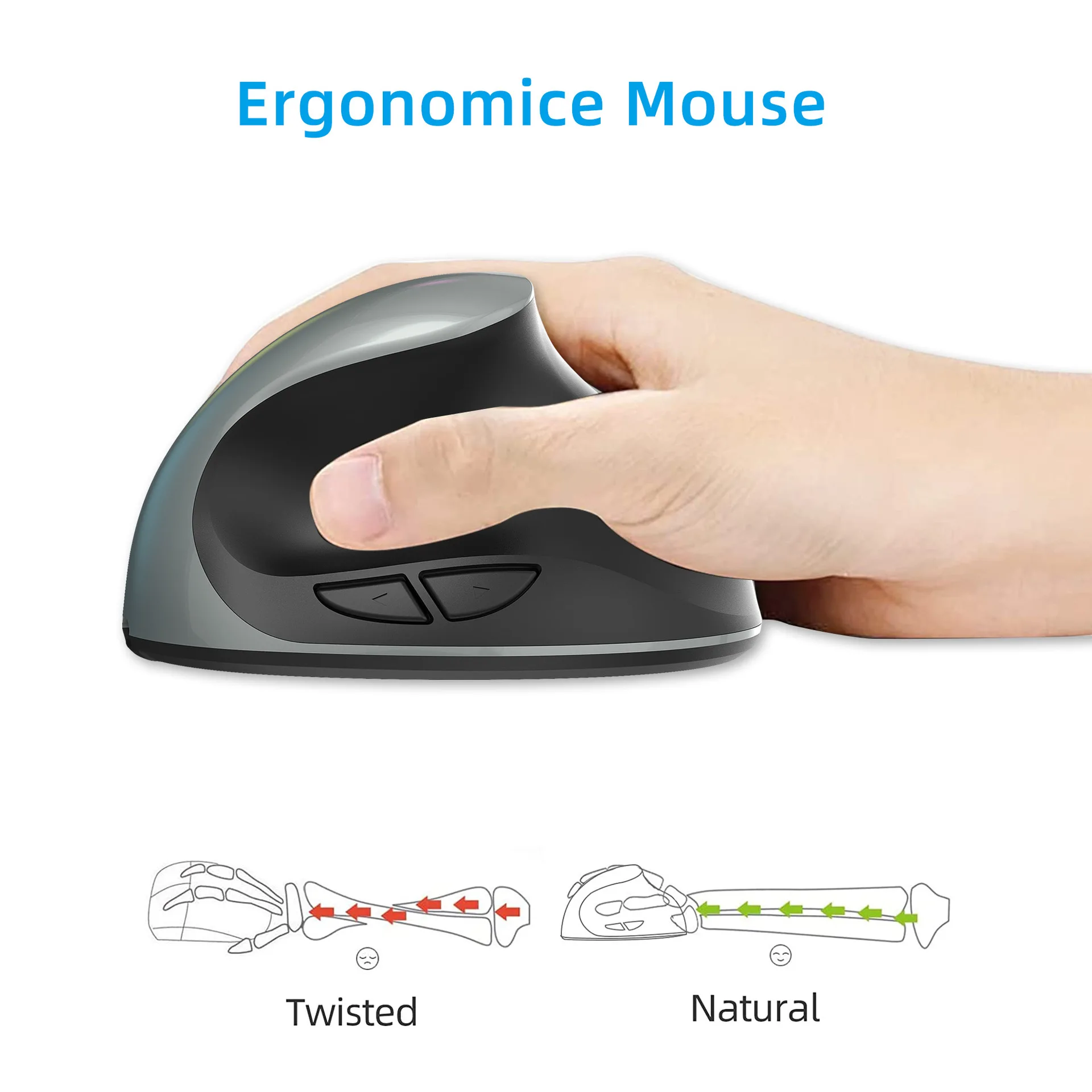 New 2.4GHz Wireless Vertical Mouse Rechargeable Home Gaming Office Student With Built-in 600MA Ergonomic MOUSE 2400DPI