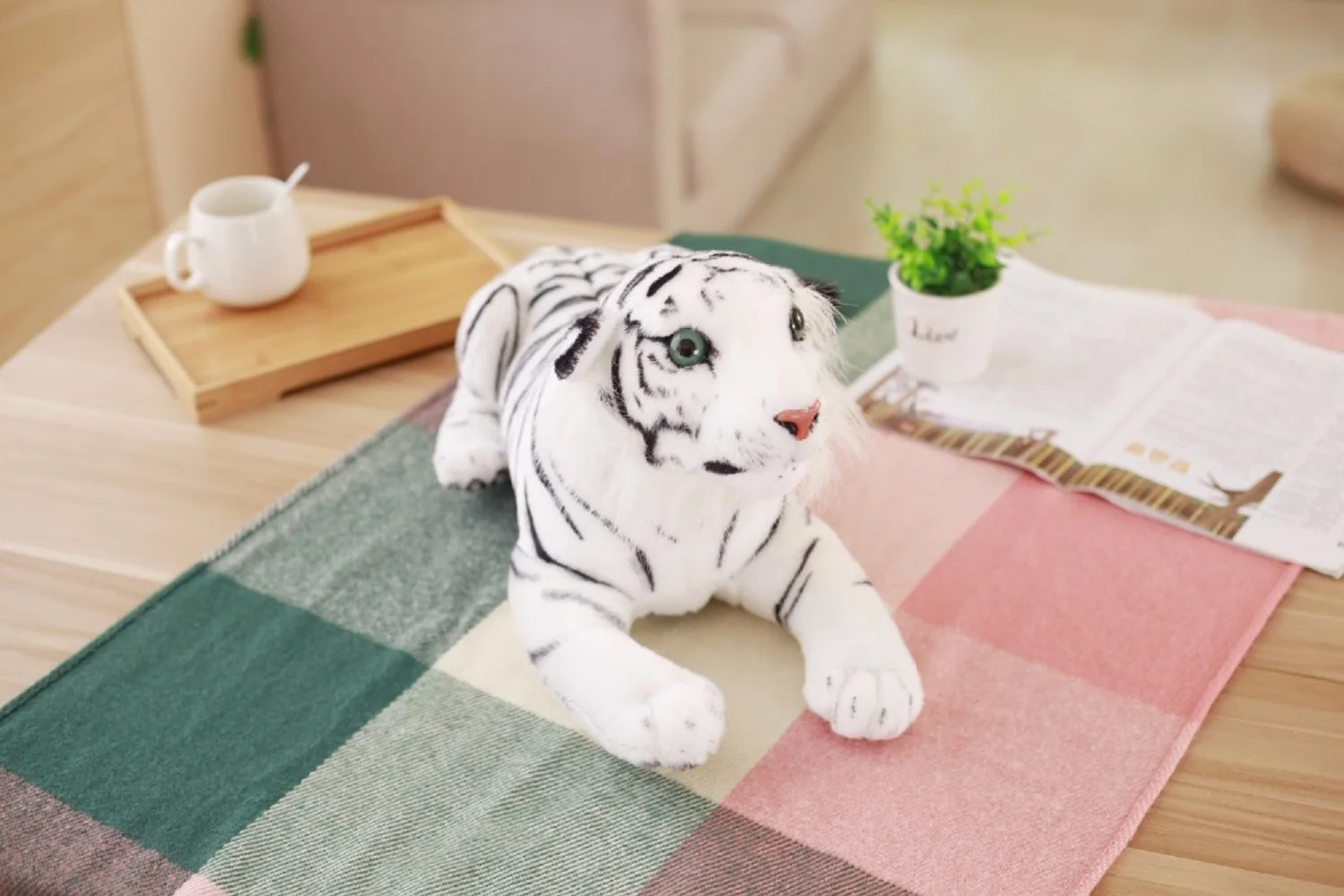 

new simulaiton tiger toy plush lying white tiger doll gift about 45cm