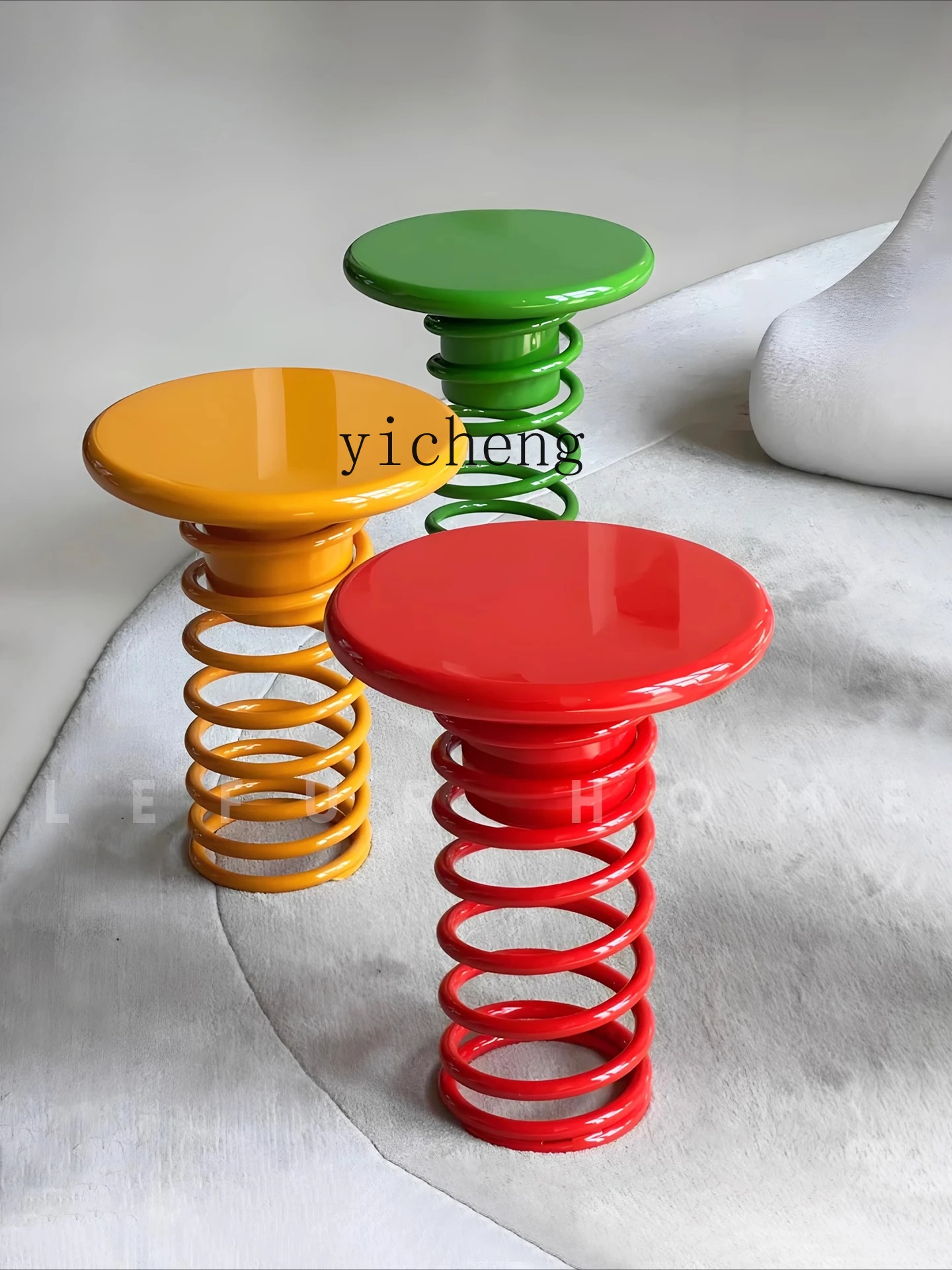 

LSL Italian Minimalist Solid Wood Spring Round Stool Living Room Home Movable Creative Small Side Table