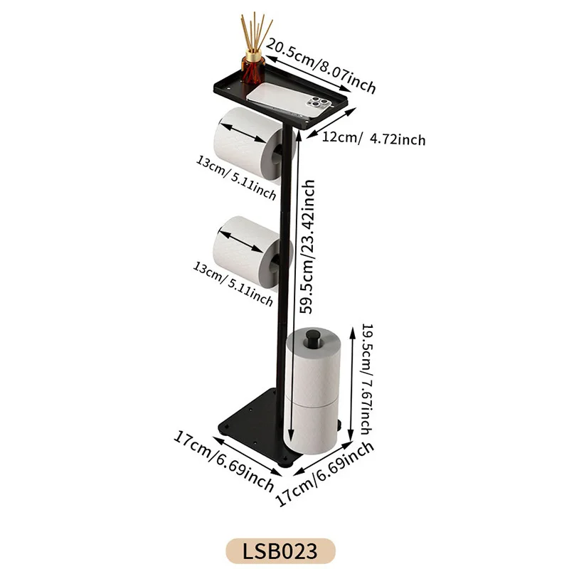 Bathroom Toilet Paper Holder Standing Toilet Paper Dispenser Stainless Steel Tissue Rolls Rack Bathroom Toilet Tissue Storage