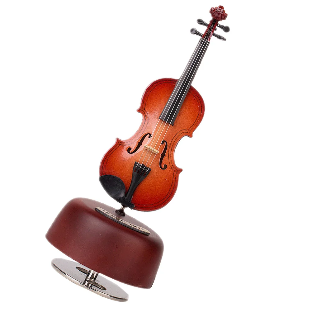 

Gift Rotatable Violin Music Adorn Crafts Rotating Adornment Desktop Decoration Brown Student