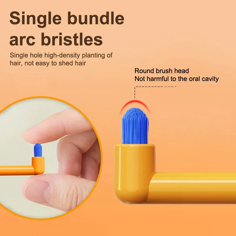 Interdental Brush Small Head Interdental Brush Soft Detail Cleaning Inclined Design Orange Color Deep Oral Cavity Cleaning