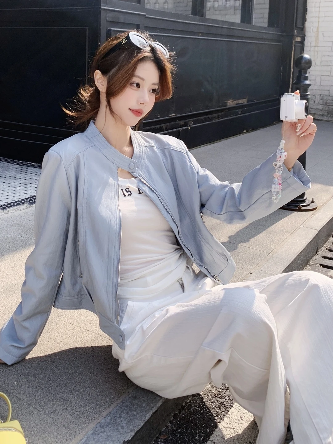 

Casual Style Biker Leather Jacket Women's Spring Autumn Short Coat Stand Collar High Quality Korean Style Versatile Outerwear