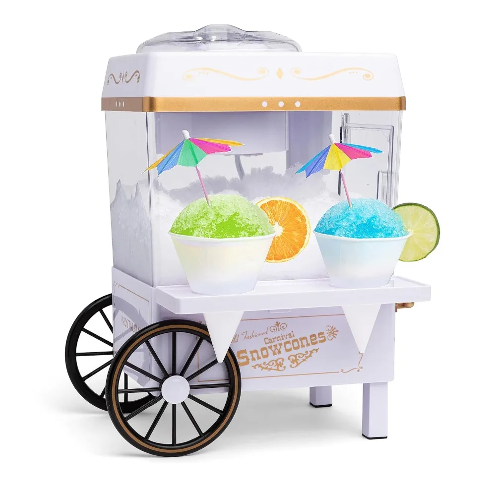 

Snow Cone Shaved Ice Machine,Retro Table-Top Slushie Machine Makes 20 Icy Treats,Includes 2 Reusable Plastic Cups & Ice Scoop