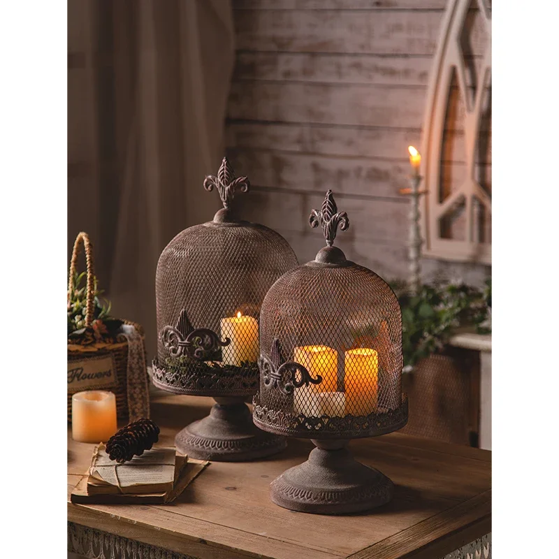 

Vintage Pedestal Birdcage Planter, Metal Cloche Display Stand, Decorative Candle Holder with Base, Garden Plant