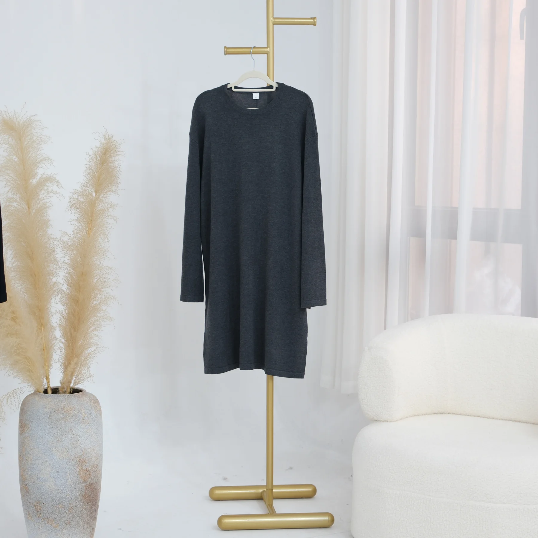 

Women Turtleneck Sweater Tops Dress Autumn Solid Long Sleeve Top Casual Mini Oversized Knitted Dress Winter Warm Islamic Clothes